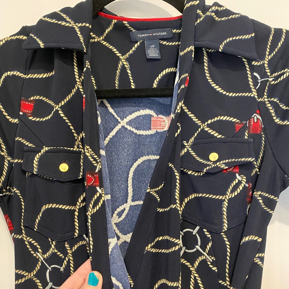 Tommy Hilfiger Wrap Dress Rope & Buckle Nautical Pattern Size S/P (Petite) - Picture 5 of 6